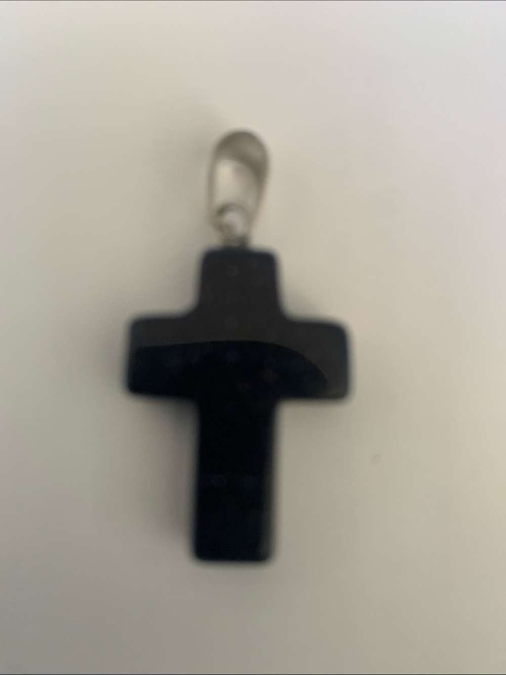Men's Black Cross Pendant with Silver Bail